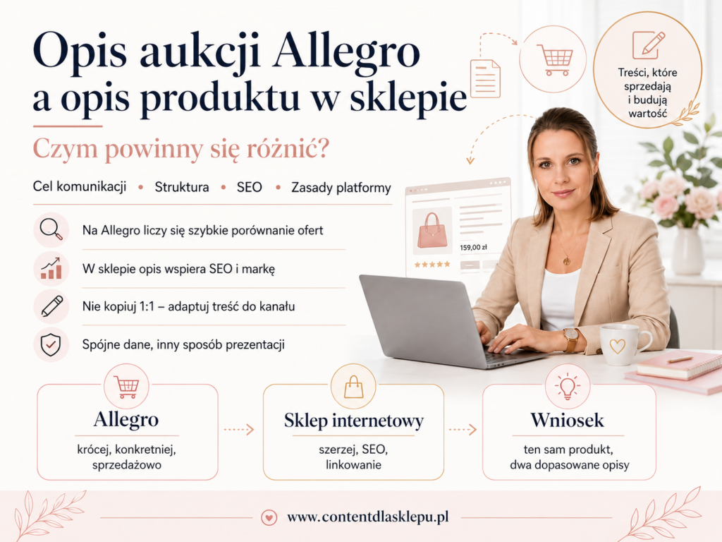 Opis aukcji Allegro i opis produktu w sklepie internetowym – porównanie treści