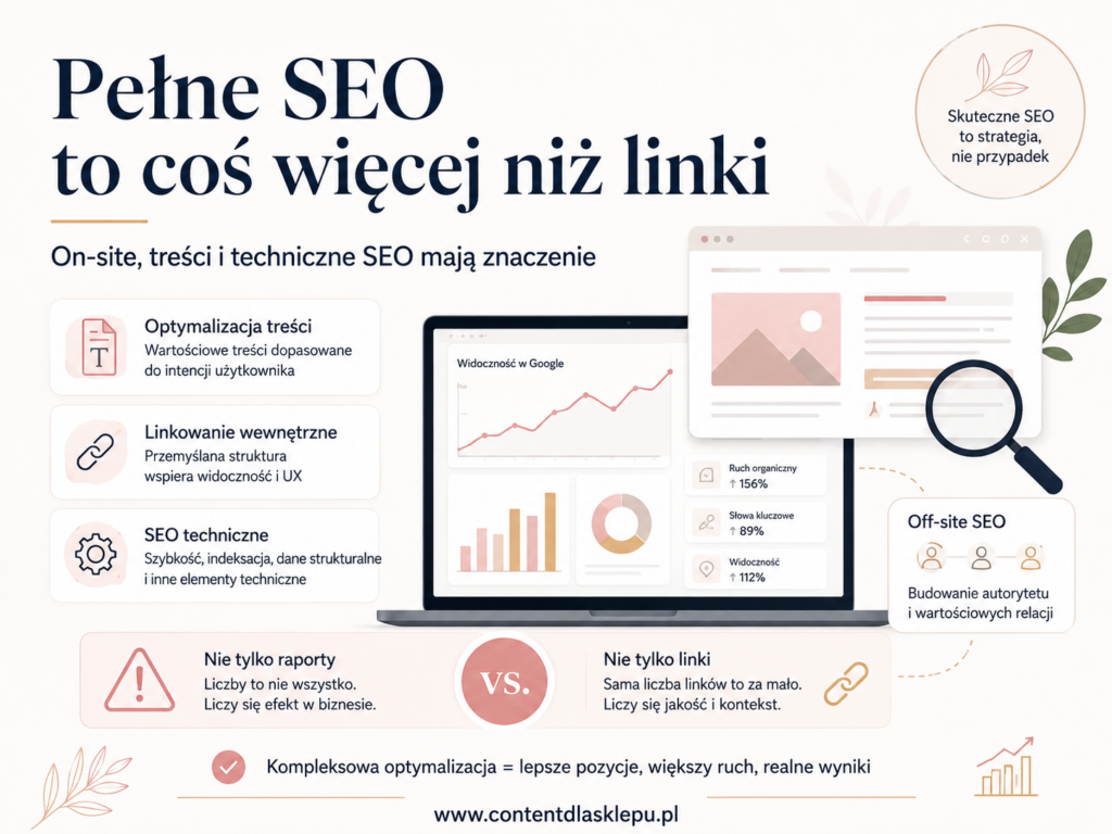 Pełne SEO to więcej niż linki – optymalizacja treści, SEO techniczne i linkowanie wewnętrzne