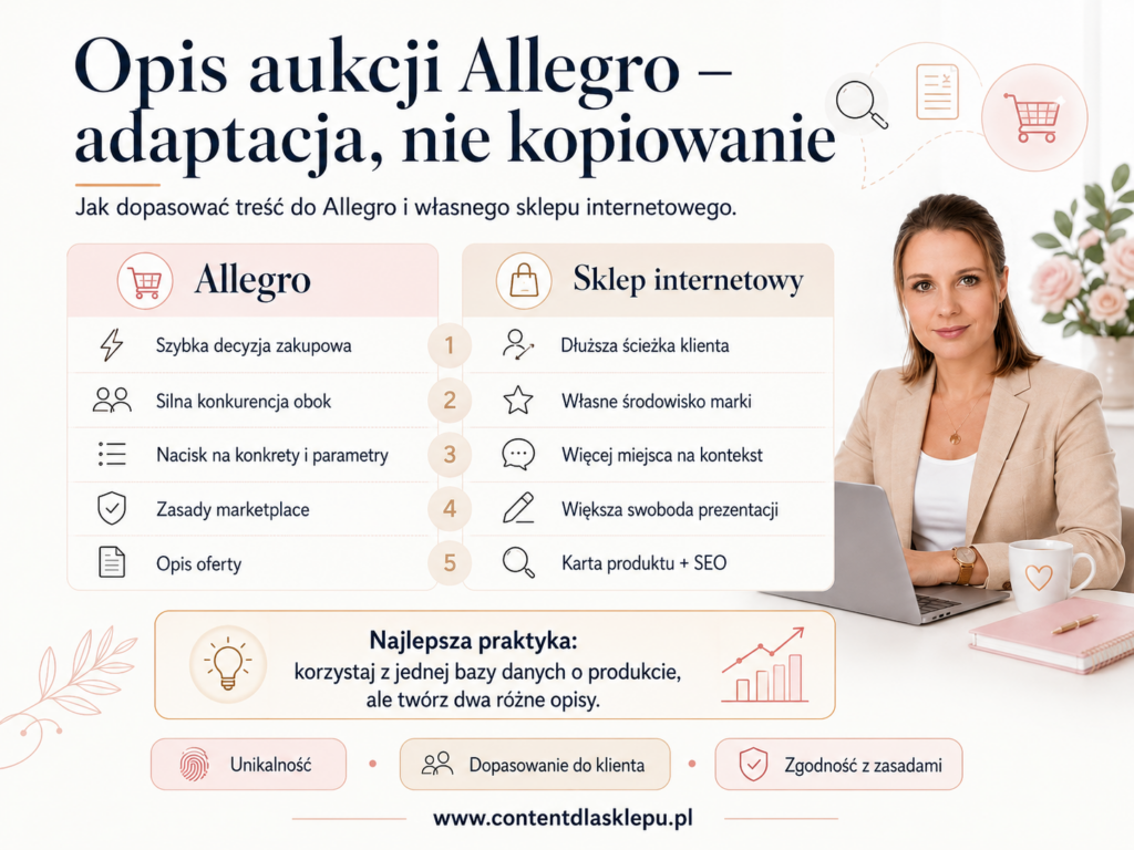 Opis aukcji Allegro a opis produktu w sklepie internetowym – porównanie najważniejszych różnic