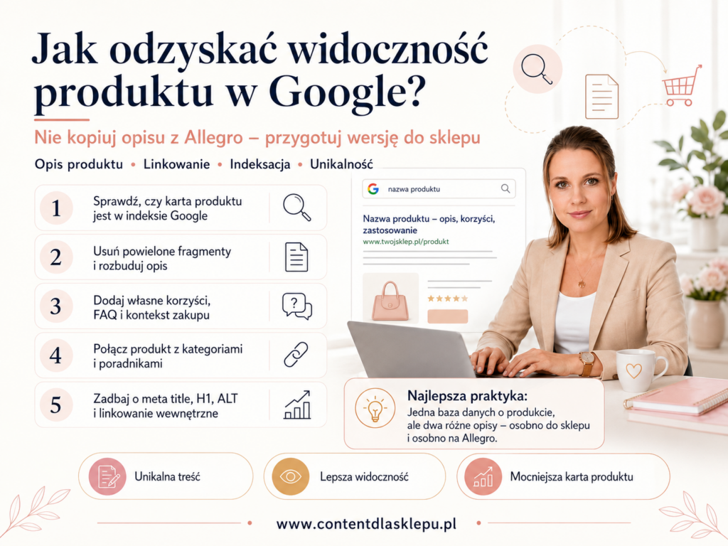 Jak odzyskać widoczność produktu w Google po skopiowaniu opisu z Allegro