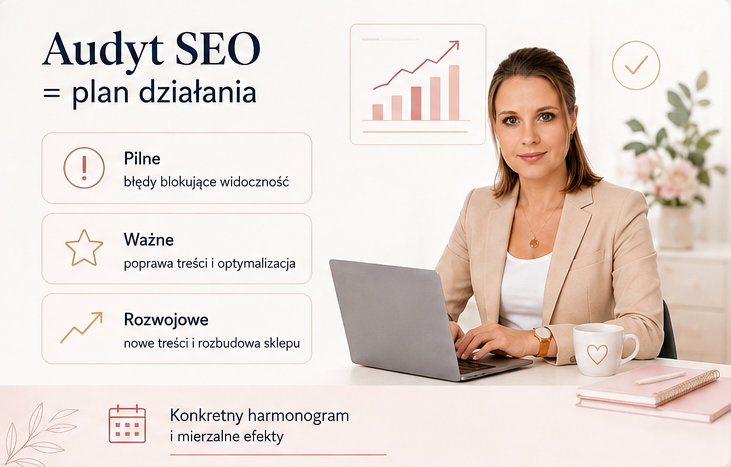 Podział zaleceń SEO na działania pilne, ważne i rozwojowe